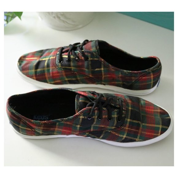 KEDS Vintage Christmas Plaid Sneakers Retro 90s Holiday - Size 8 - Picture 4 of 16